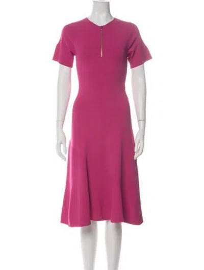 Pre-owned Stella Mccartney V-neck Midi Length Dress In Pink