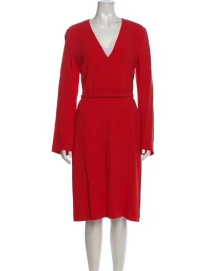Pre-owned Stella Mccartney V-neck Midi Length Dress In Red