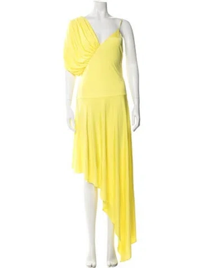 Pre-owned Stella Mccartney V-neck Midi Length Dress In Yellow