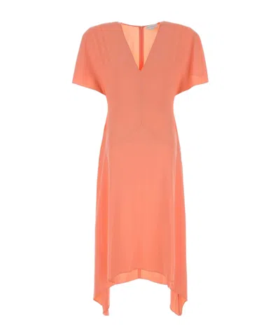 Stella Mccartney V-neck Midi Satin Dress In Pink