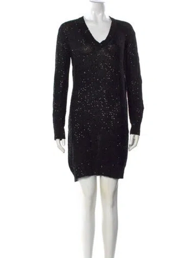 Pre-owned Stella Mccartney V-neck Mini Dress In Black