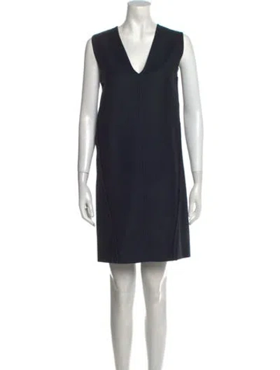 Pre-owned Stella Mccartney V-neck Mini Dress In Blue