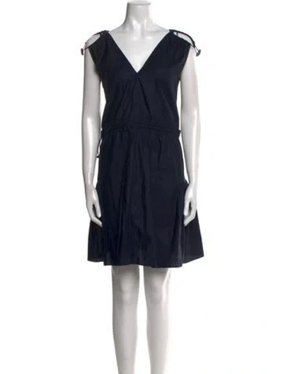 Pre-owned Stella Mccartney V-neck Mini Dress In Blue