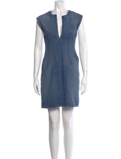 Pre-owned Stella Mccartney V-neck Mini Dress In Blue