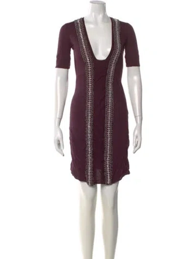 Pre-owned Stella Mccartney V-neck Mini Dress In Purple