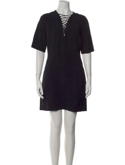 Pre-owned Stella Mccartney V-neck Mini Dress W/ Tags In Black