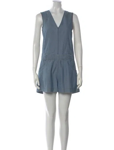 Pre-owned Stella Mccartney V-neck Romper In Blue