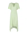 Stella Mccartney Envers Satin V Neck Dress In Green