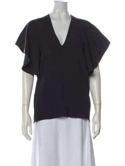 Pre-owned Stella Mccartney V-neck Short Sleeve Top In Black