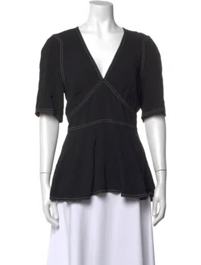 Pre-owned Stella Mccartney V-neck Short Sleeve Top In Black