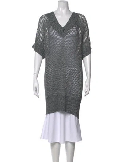 Pre-owned Stella Mccartney V-neck Short Sleeve Top In Gray