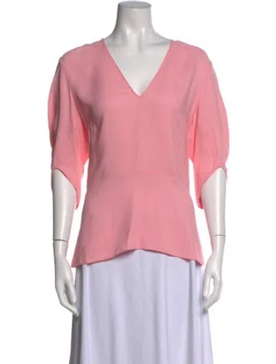 Pre-owned Stella Mccartney V-neck Three-quarter Sleeve Blouse In Pink