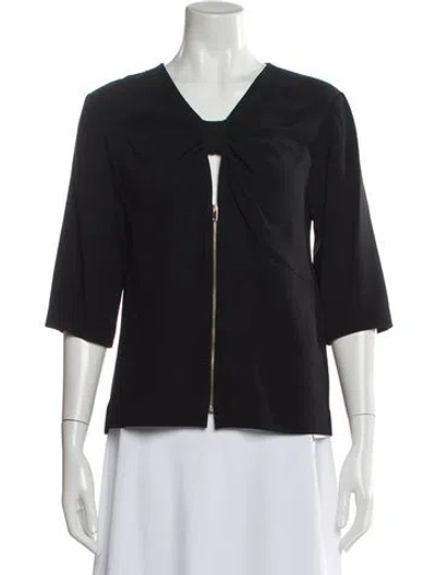 Pre-owned Stella Mccartney V-neck Three-quarter Sleeve Top In Black