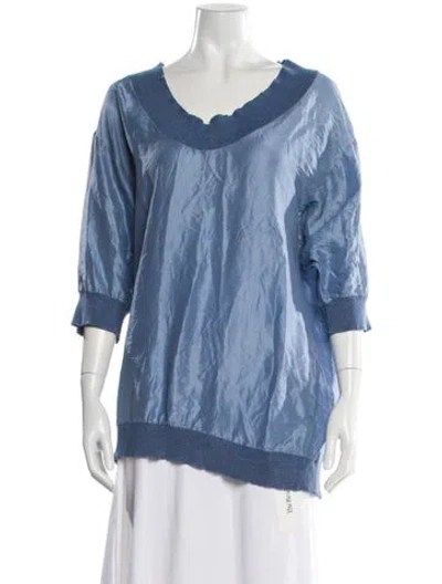 Pre-owned Stella Mccartney V-neck Three-quarter Sleeve Top In Blue