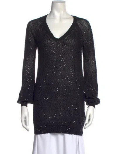 Pre-owned Stella Mccartney V-neck Three-quarter Sleeve Tunic In Black