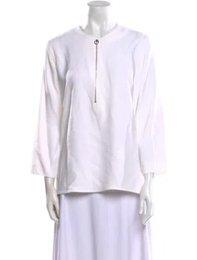 Pre-owned Stella Mccartney V-neck Three-quarter Sleeve Tunic In White