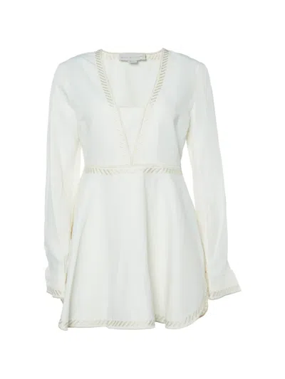 Pre-owned Stella Mccartney V-necke Mbroidered Tunic In White