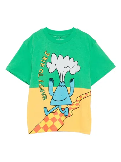 Stella Mccartney Kids' Volcano-print T-shirt In Green