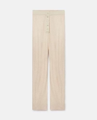 Stella Mccartney Waffle-knit Mid-rise Wool Trousers In Sand White
