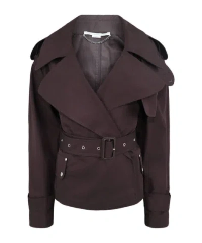 Stella Mccartney Waisted Short Trench Coat In Black