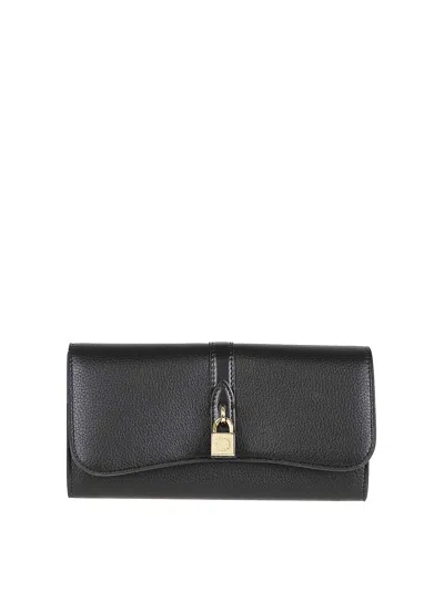Stella Mccartney Wallet Embossed Grainy Eco Alter In Black