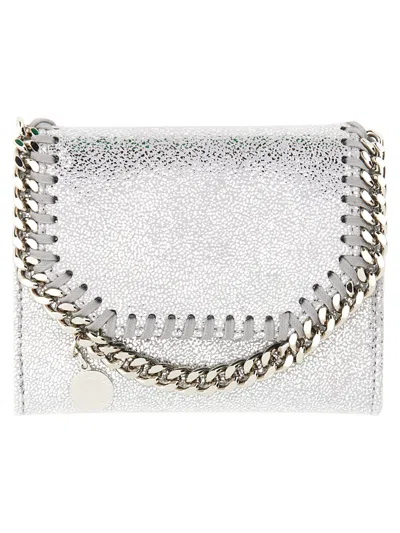 Stella Mccartney Wallet With Shoulder Strap In Argento