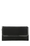Stella Mccartney Black Continental Wallet With Shaggy Deer Fabric And Ruthenium Chain Trim In Black