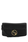 Stella Mccartney Yellow Logo Plaque Crossbody Bag In Black