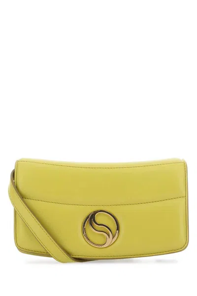 Stella Mccartney Yellow Logo Plaque Crossbody Bag In Green