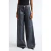 Stella Mccartney Waxed Organic Cotton Denim Wide Leg Jeans In Blue