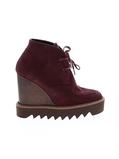 Pre-owned Stella Mccartney Wedges In Burgundy