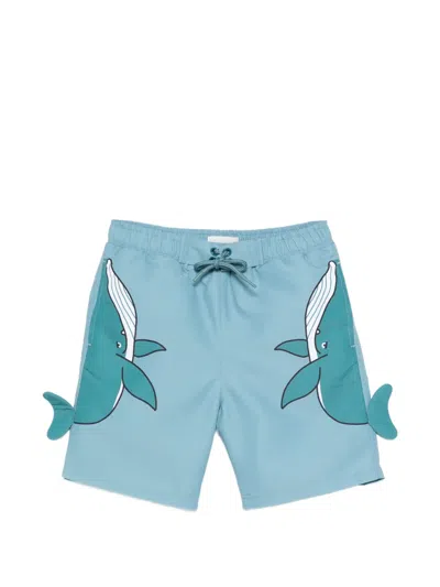 Stella Mccartney Whale-graphic Swim Shorts In Blue