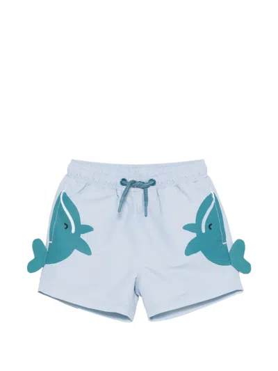 Stella Mccartney Babies' Whale-print Shorts In Blue