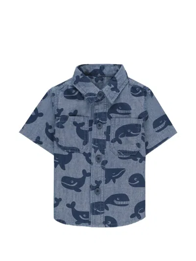 Stella Mccartney Whale-print Short-sleeved Shirt In Blue