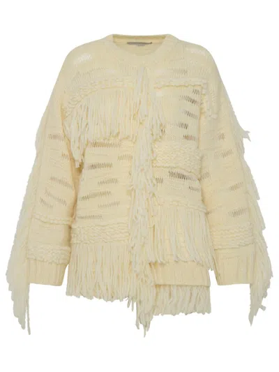 Stella Mccartney White Alpaca Blend Airy Sweater In Beige
