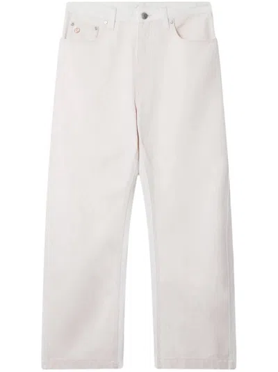 Stella Mccartney White And Ecru Denim Jeans With Front Zip And Button Fastening For Women In Black
