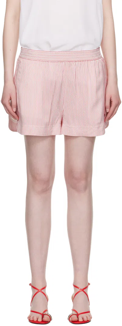 STELLA MCCARTNEY WHITE & RED STRIPED ELASTICATED SHORTS