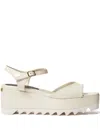 Stella Mccartney White Ankle-strap Wedges In Neutral