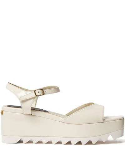 STELLA MCCARTNEY WHITE ANKLE-STRAP WEDGES