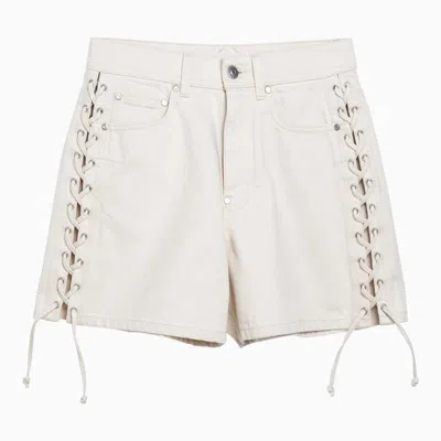 Stella Mccartney White Cotton Denim Shorts For Women With Braided Laces