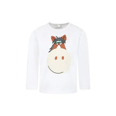 Stella Mccartney Kids' White Cotton For Boy With Horse Print