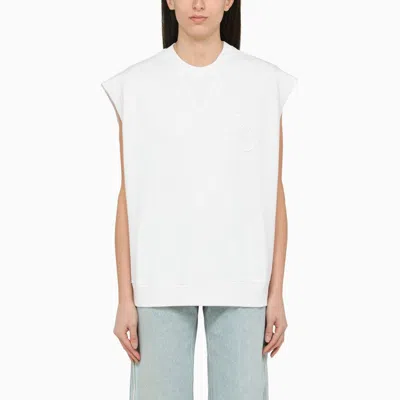 Stella Mccartney White Cotton Over Vest With Logo