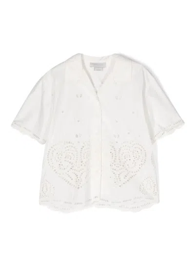 Stella Mccartney Kids' White Cotton Sangallo Lace Shirt