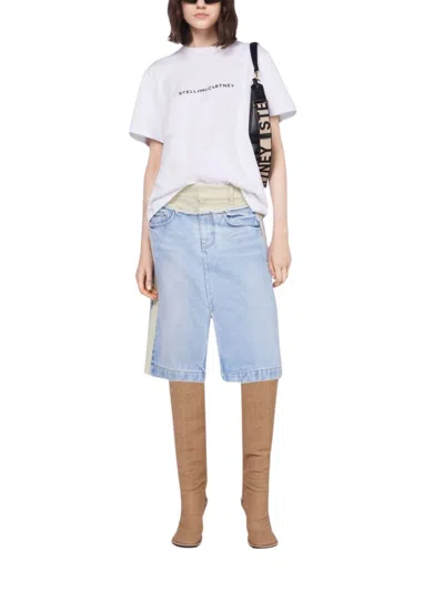 Stella Mccartney White Crewneck T-shirt In Blue