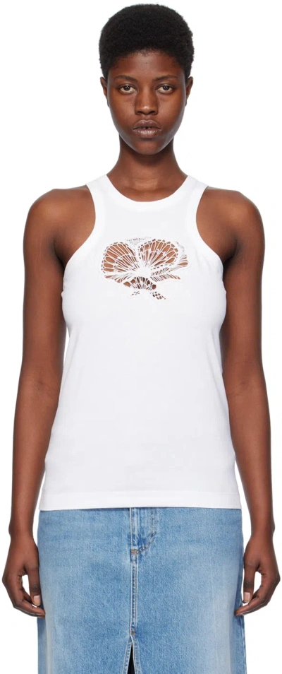 Stella Mccartney Floral-embroidered Cotton Tank Top In Multi