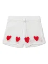 STELLA MCCARTNEY WHITE CROCHET SHORTS WITH RED HEARTS