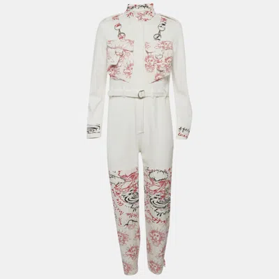 Pre-owned Stella Mccartney White Denim Abstract Print Jumpsuit S