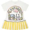 Stella Mccartney White Dress For Baby Girl With Multicolor Print In White