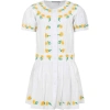 STELLA MCCARTNEY WHITE DRESS FOR GIRL WITH EMBROIDERED SUNFLOWERS
