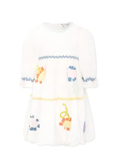 Stella Mccartney Kids' White Dress For Girl With Floral Print